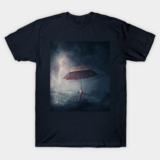 the drowning man is not troubled by rain T-Shirt by psychoshadow